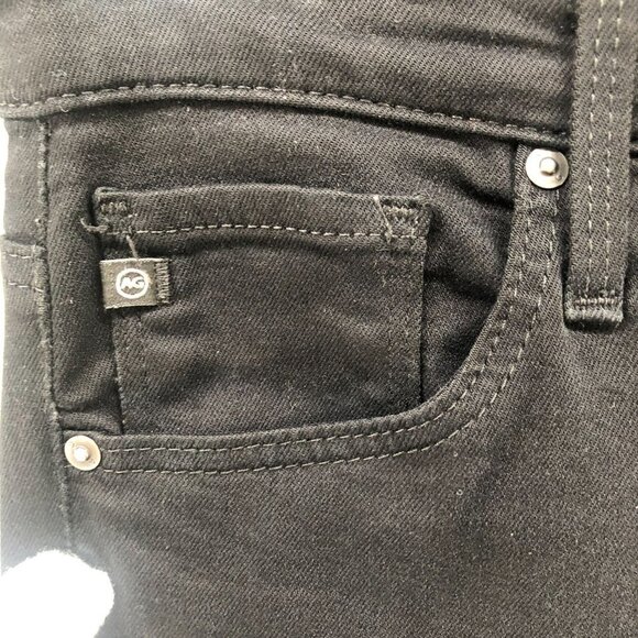 AG Adriano Goldschmied The Farrah High Rise Skinny Jean Size 27 Black Distressed - Picture 5 of 12